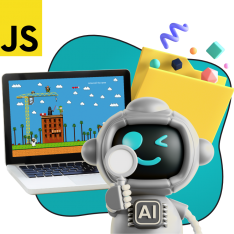 Язык программирования JavaScript + AI. Проектное обучение + геймификация + AI-помощники - КИБЕРшкола программирования для детей, компьютерные курсы для школьников, начинающих и подростков - KIBERone г. Дзержинский